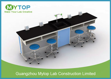 Steel And Wood C Frame Physics Laboratory Furniture For Student With 4 Seat