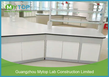 Steel Structure Science Modular Laboratory Furniture , Lab Island Table with Cabinets
