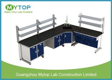 L Shape Hospital Lab Furniture Laboratory Desk With Plywood Cabinet Epoxy Worktop