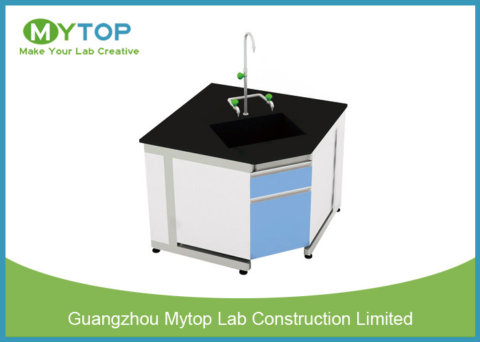 Steel And Wood Modern Lab Furniture Conner Lab Desk With PP Sink And ...